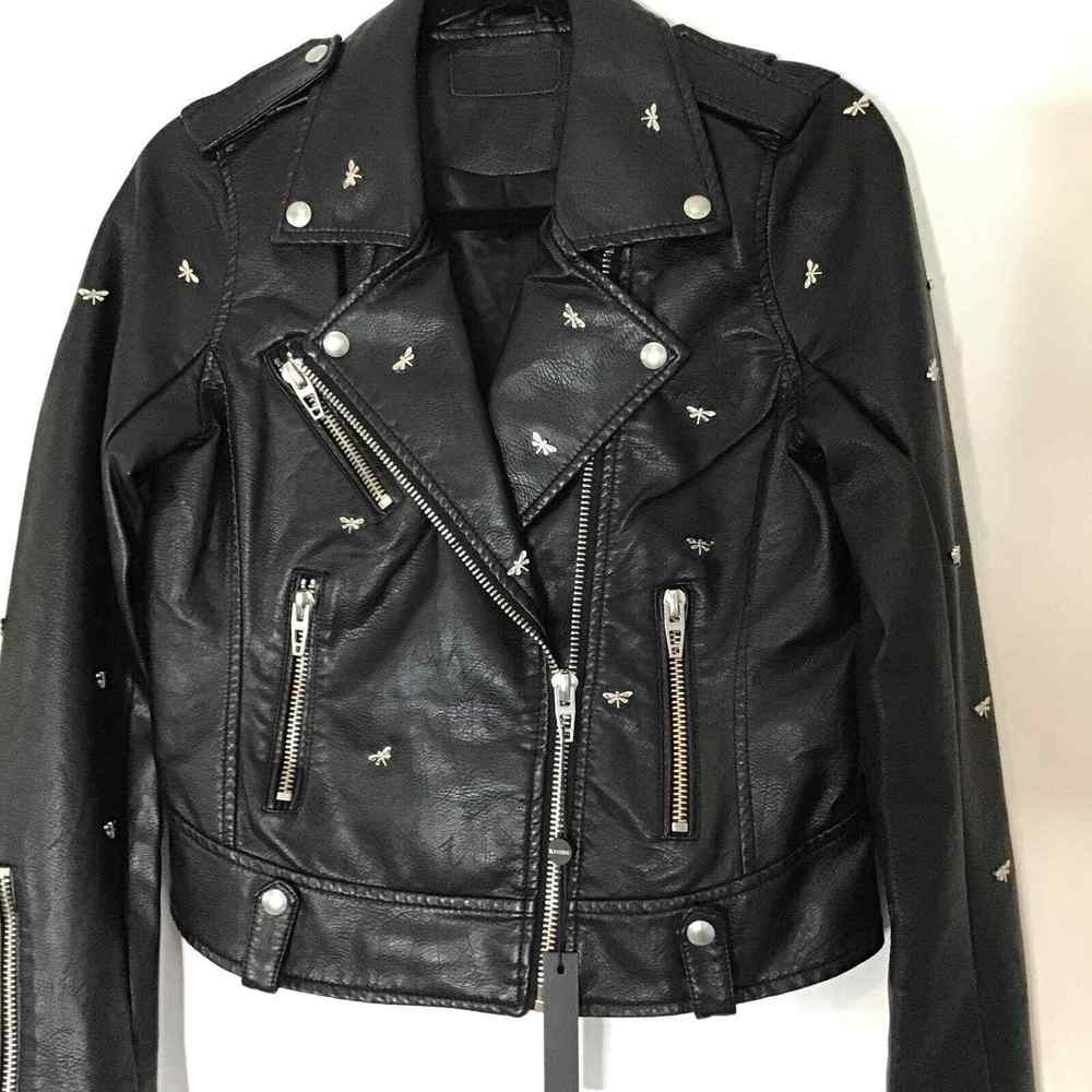 BlankNYC Women Size 6 Black Faux‎ Leather Dragonfly Bikercore Motorcycle Jacket